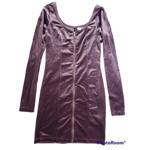 Divided | Purple Velvet Mini, Zipper Dress | Size 4